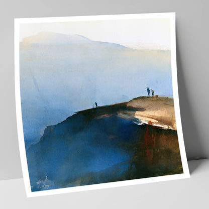 Indigo Fell Edge with Hikers lake district fell art print