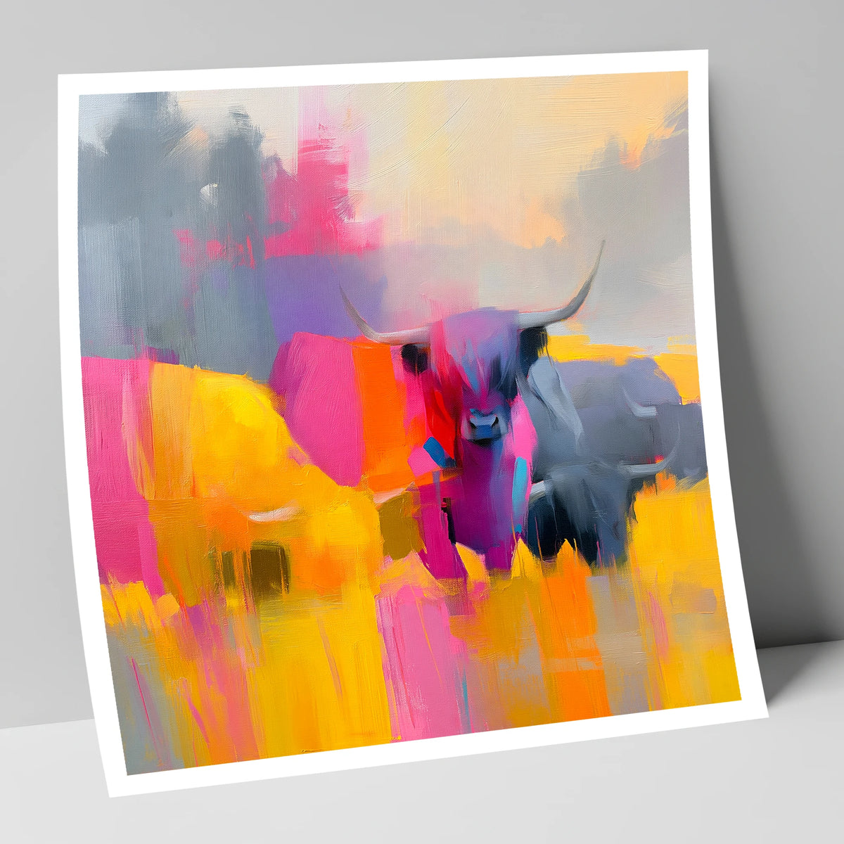 Colourful Highland Cattle Portrait lake district wildlife art print