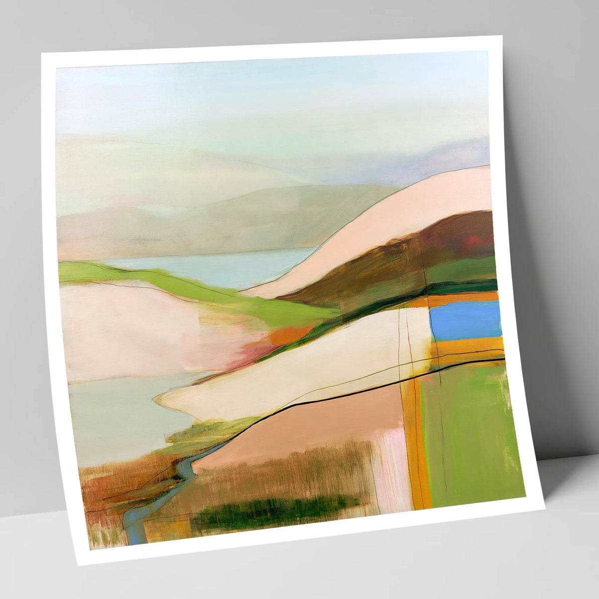 Abstract Pastel Fells from the Summit lake district fell art print