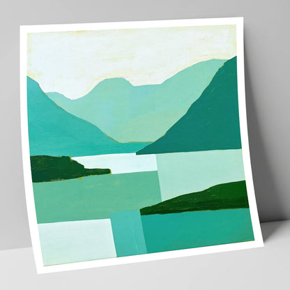 Wasdale Valley in Geometric Teal lake district valley art print