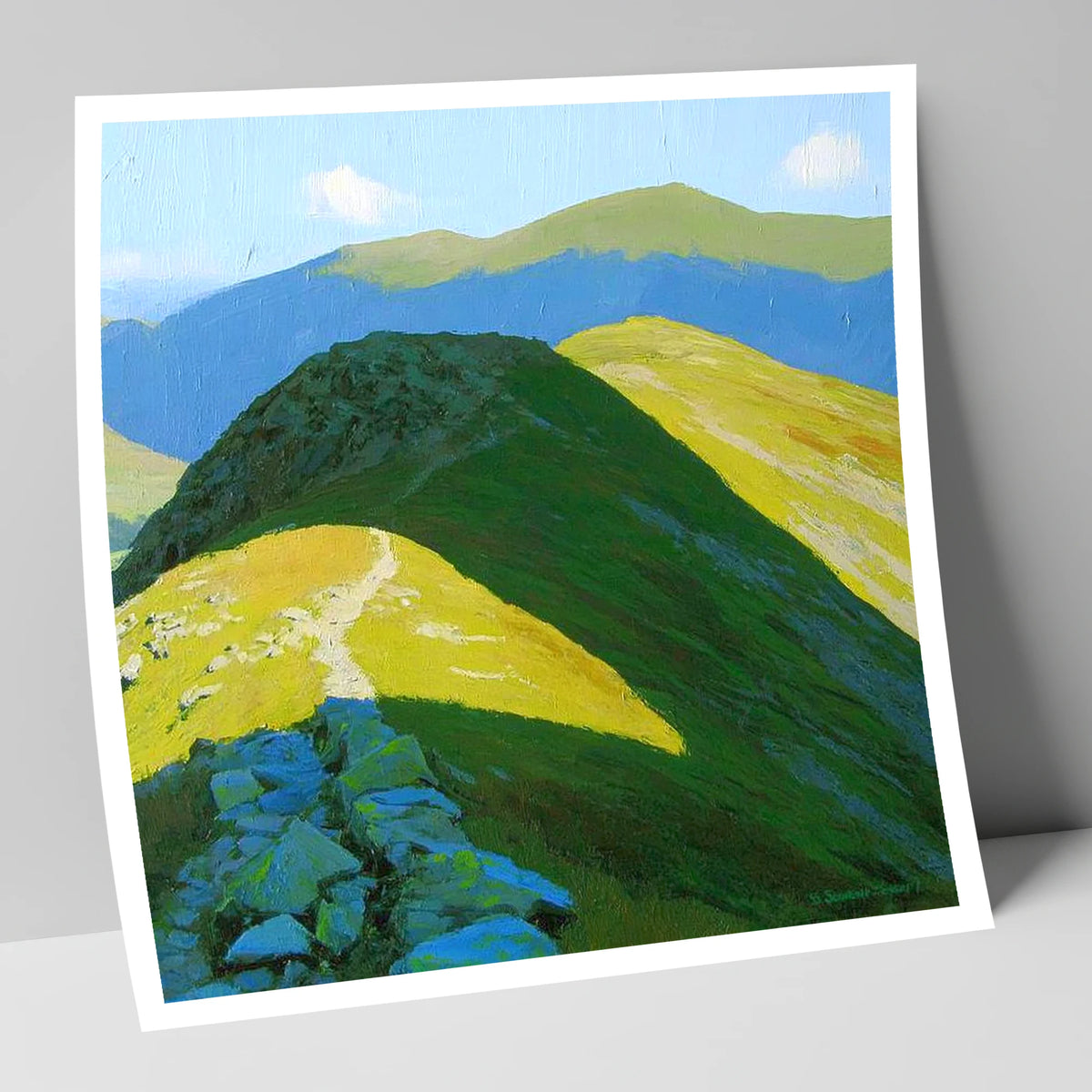 Sunlit Ridge to Cold Pike lake district fell art print