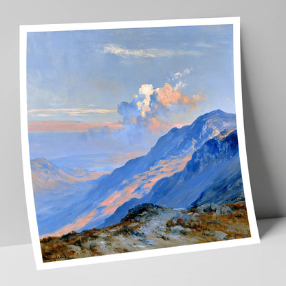 Sunlit Summit Over Blue Fells lake district fell art print