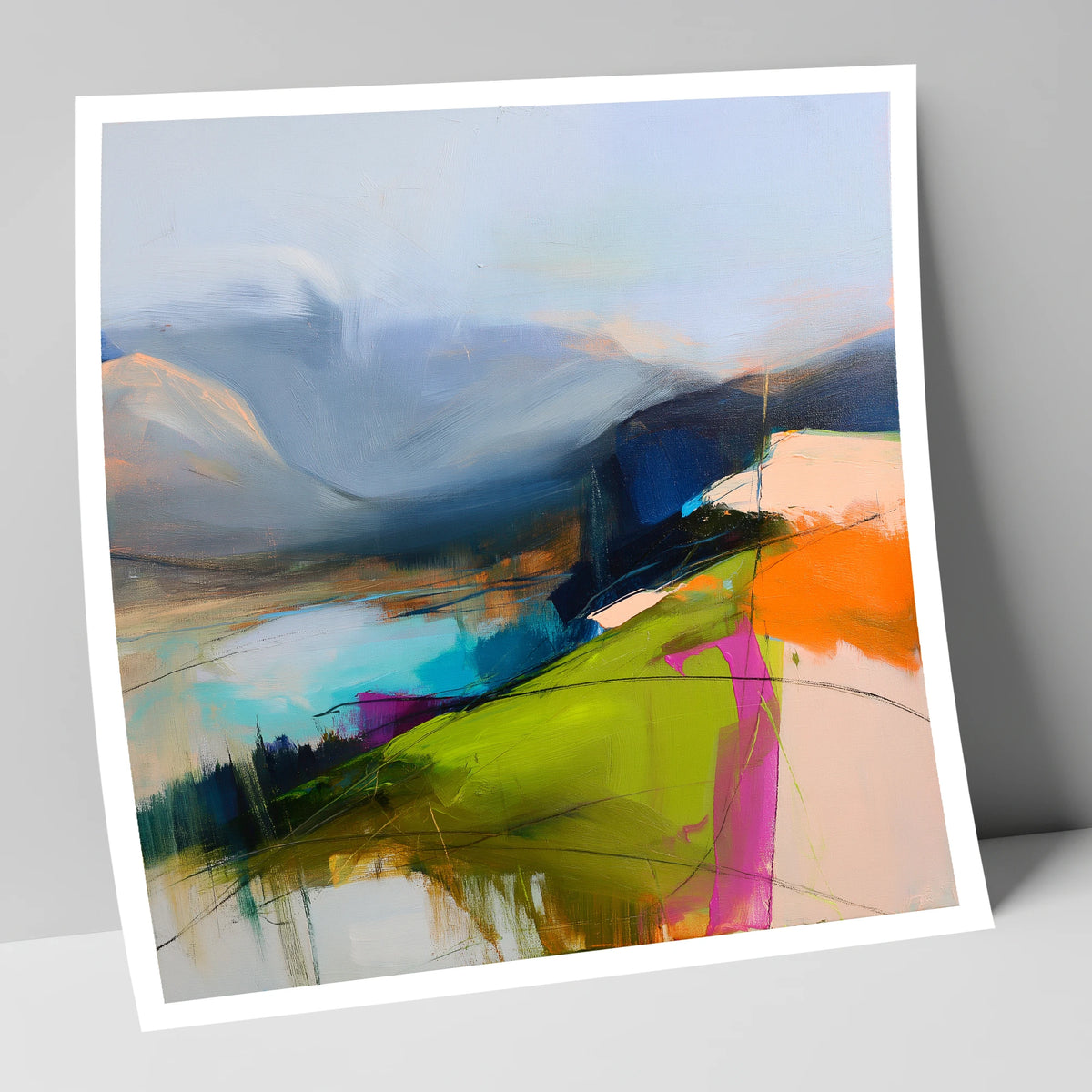Vibrant Fell Summit View lake district fell art print
