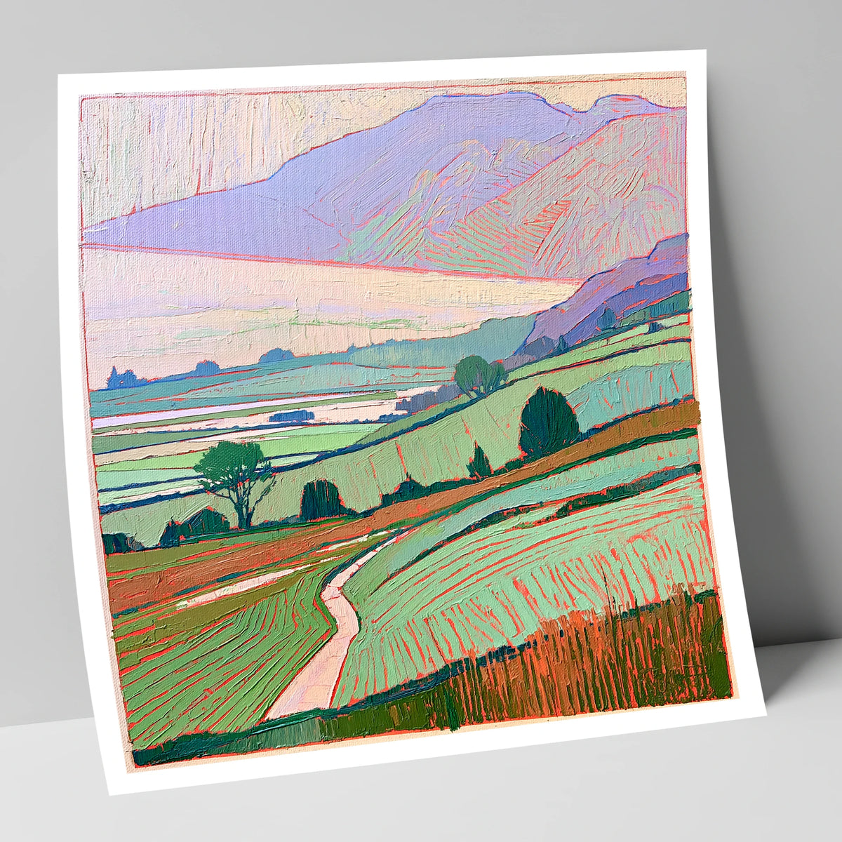 Pastel Mist Over Valley Fields lake district sky art print