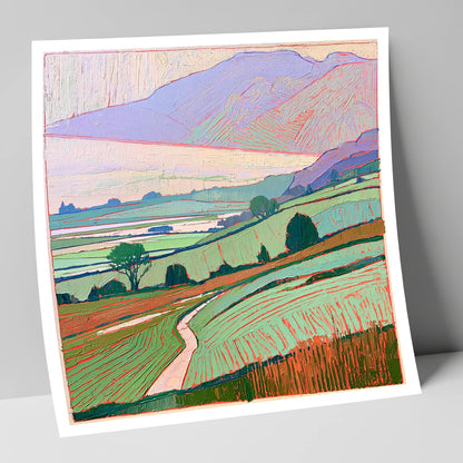 Pastel Mist Over Valley Fields lake district sky art print