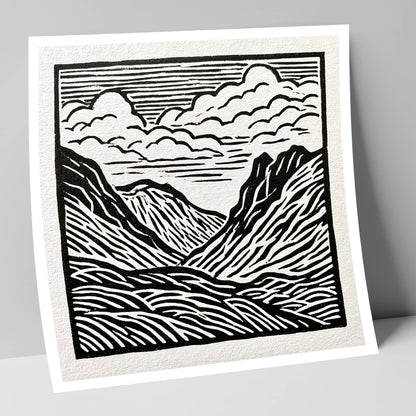 Monochrome Great Langdale Valley lake district valley art print