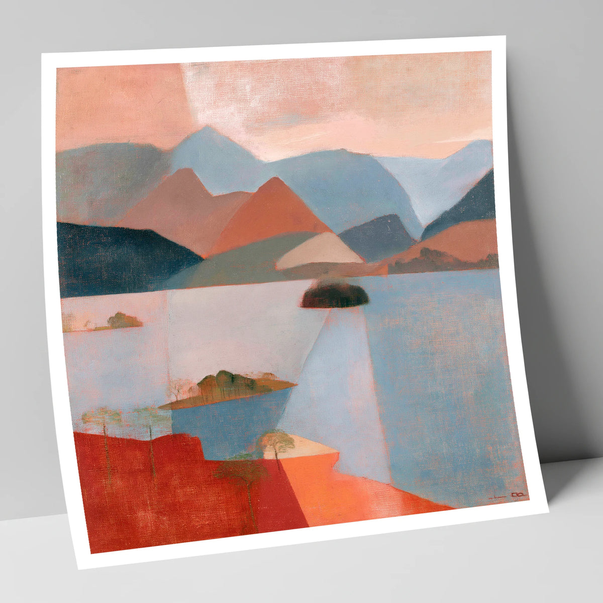 Catbells and Derwentwater in Terracotta lake district lake art print
