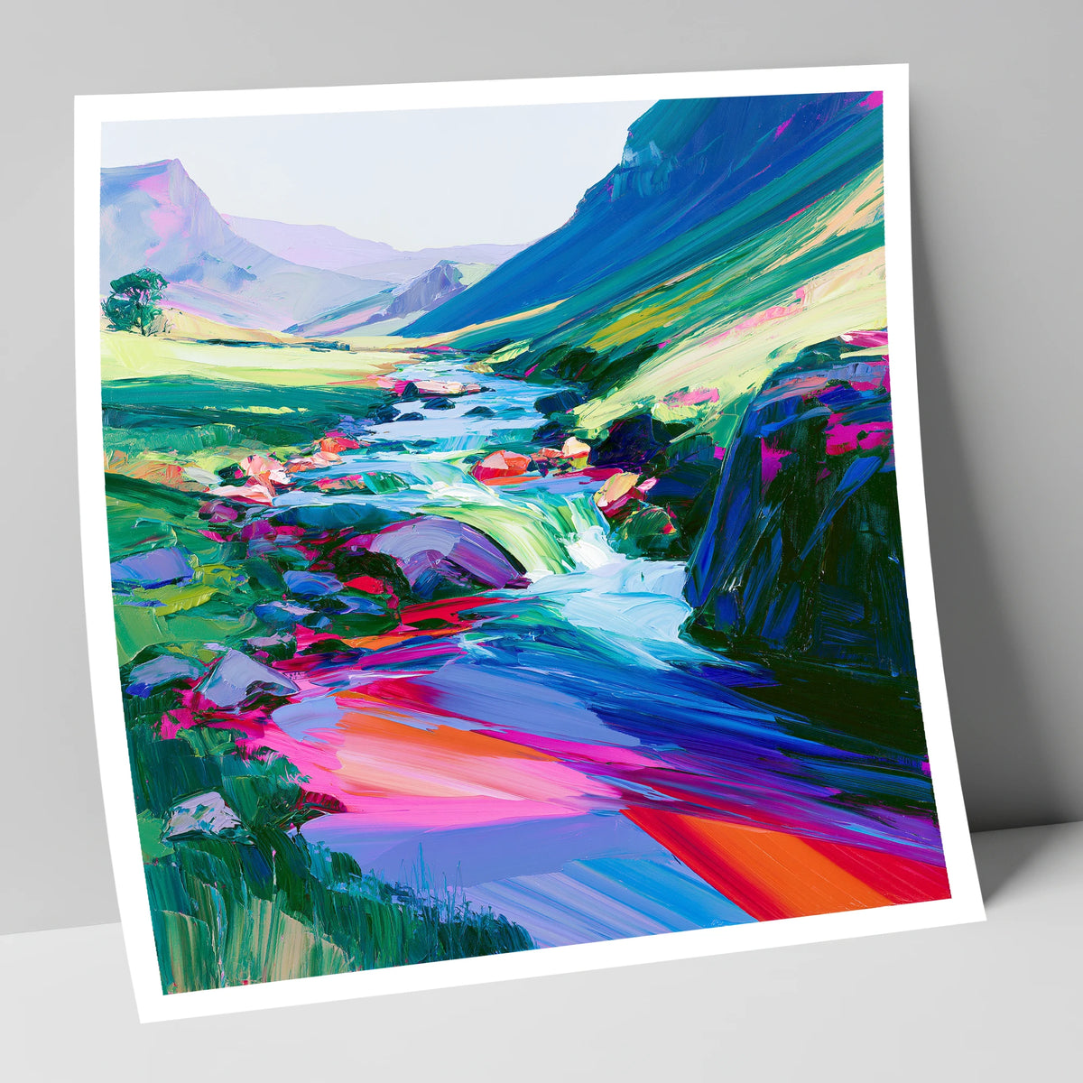 Vivid Fellside Beck Waterfall lake district waterfall art print