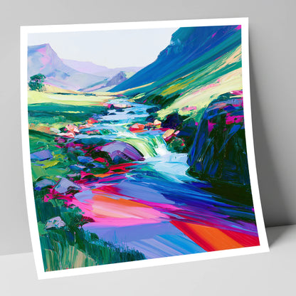 Vivid Fellside Beck Waterfall lake district waterfall art print