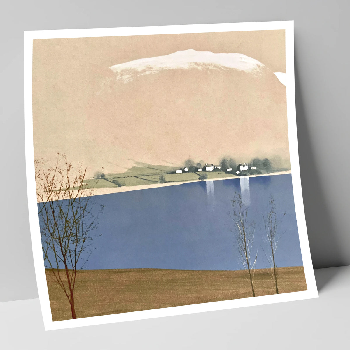 Winter Waters at Pooley Bridge lake district village art print