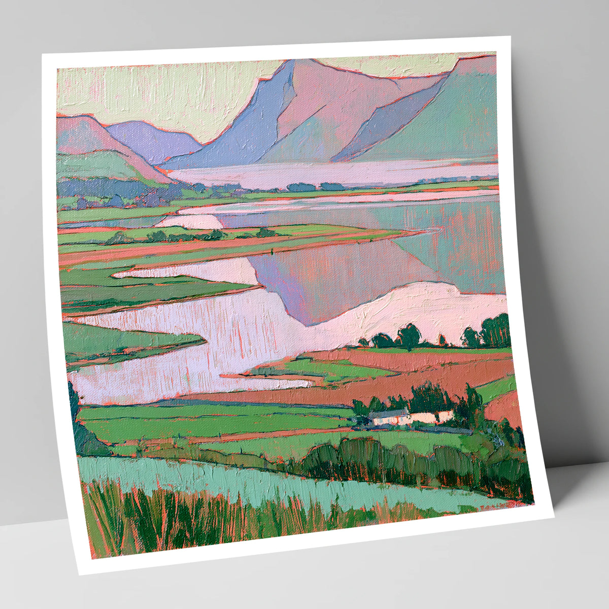 Morning Mist Over Pastel Valley lake district sky art print