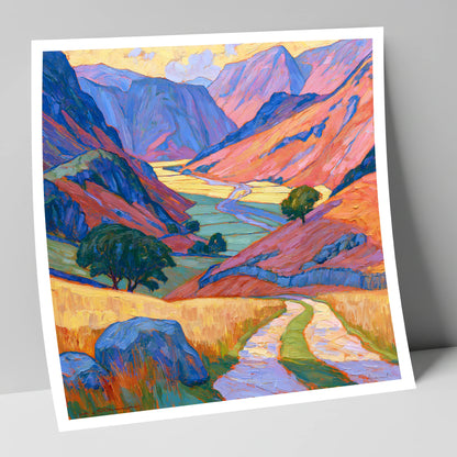 Vibrant Amber Light in the Fell Valley lake district valley art print