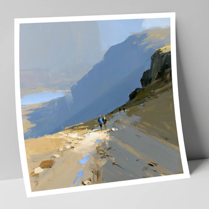 Fell Walkers on a High Path lake district walking art print