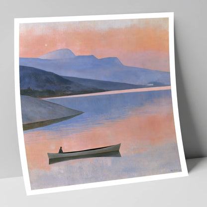 Twilight Lake with Lone Boat lake district lake art print