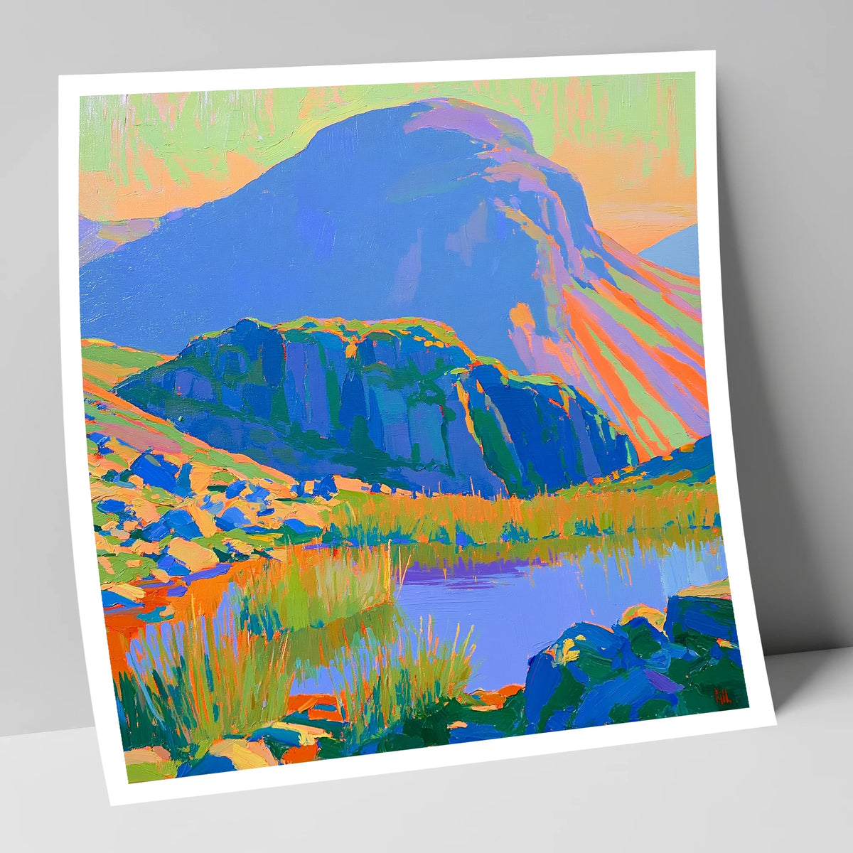 Vibrant Light on Haystacks Tarn lake district fell art print