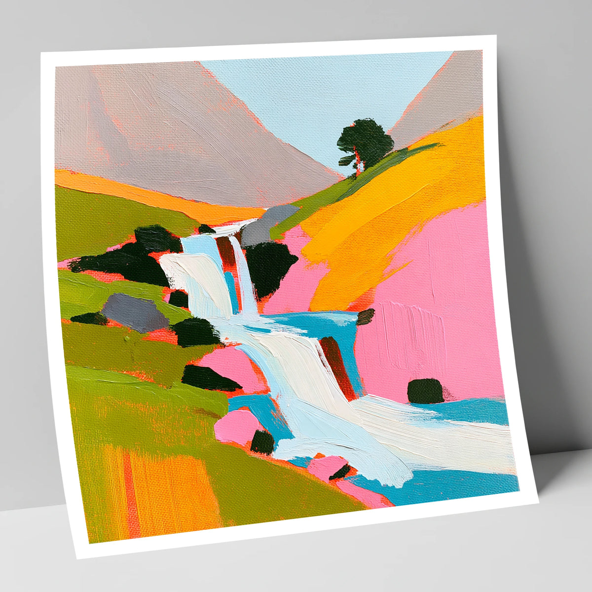Vibrant Fellside Beck Waterfall lake district waterfall art print