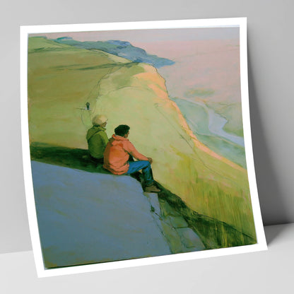 Fell Walkers Above the Valley lake district fell art print