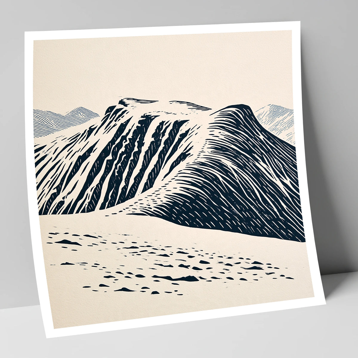 Helvellyn Ridge in Deep Navy lake district fell art print