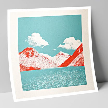 Wasdale Fells in Vivid Red lake district valley art print