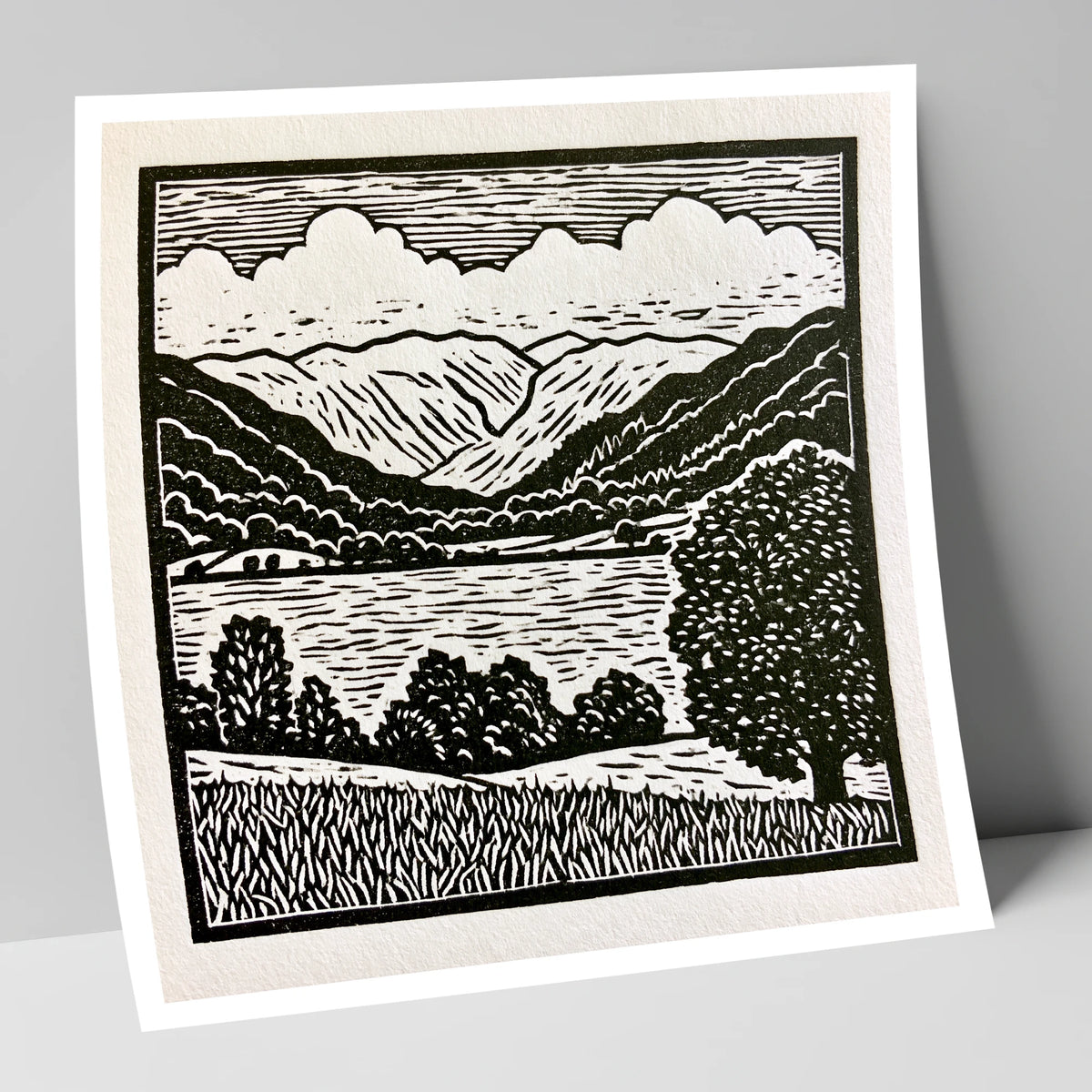 Grasmere and Fells in Monochrome lake district lake art print