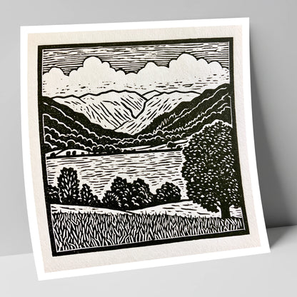 Grasmere and Fells in Monochrome lake district lake art print