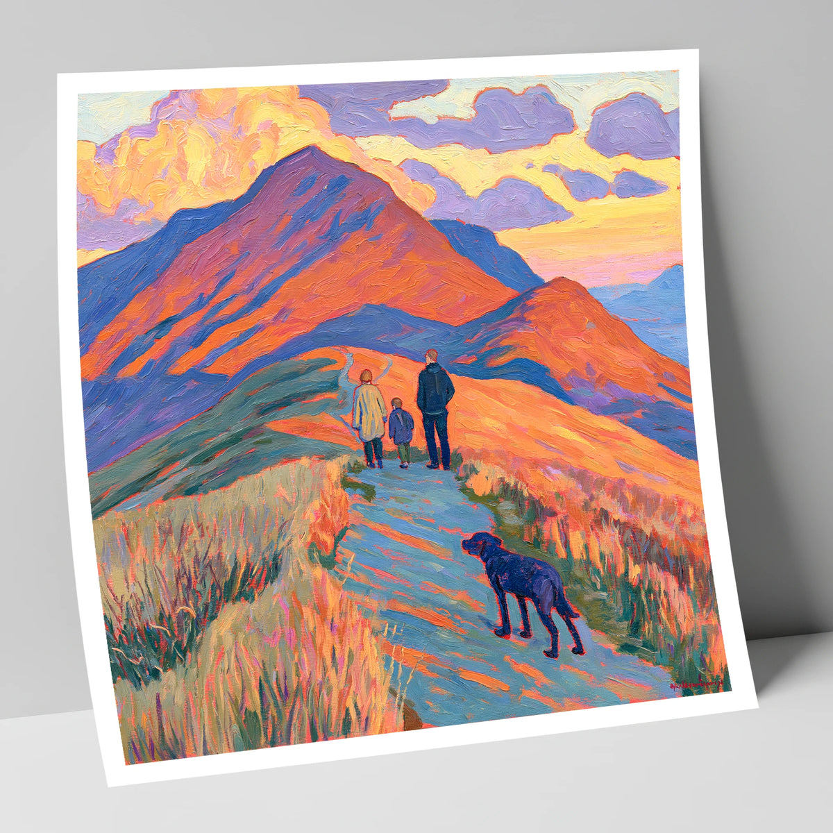 Colourful Cat Bells Dog Walk gifts for dog walkers art print