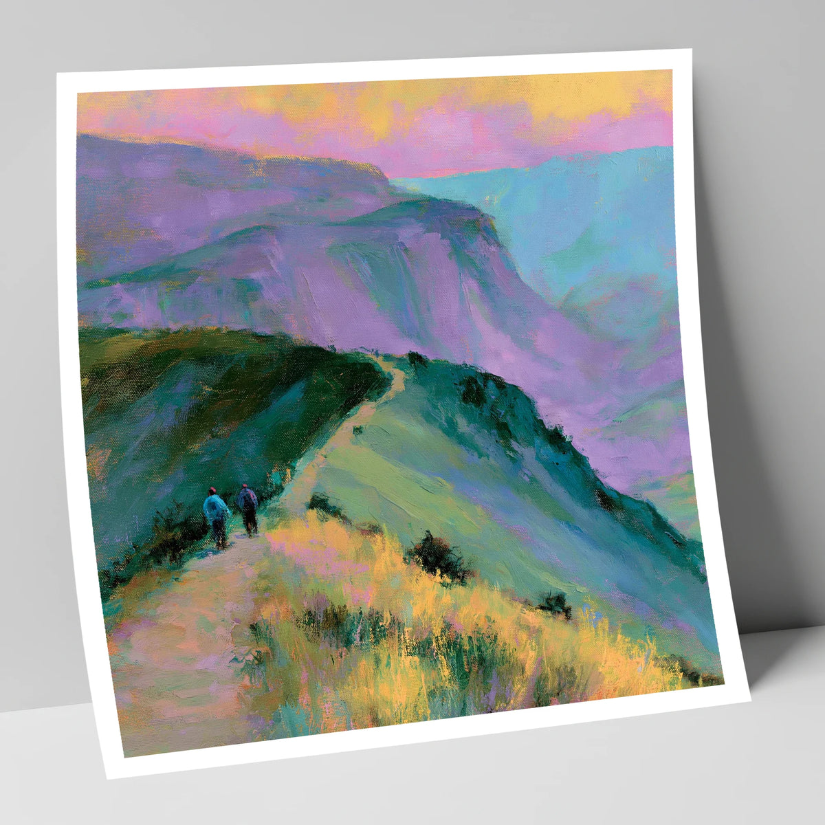 Fell Walkers in Pastel Light lake district walking art print