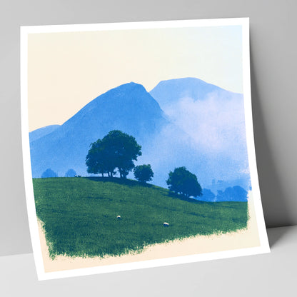 Mist Over the Blue Fells lake district fell art print