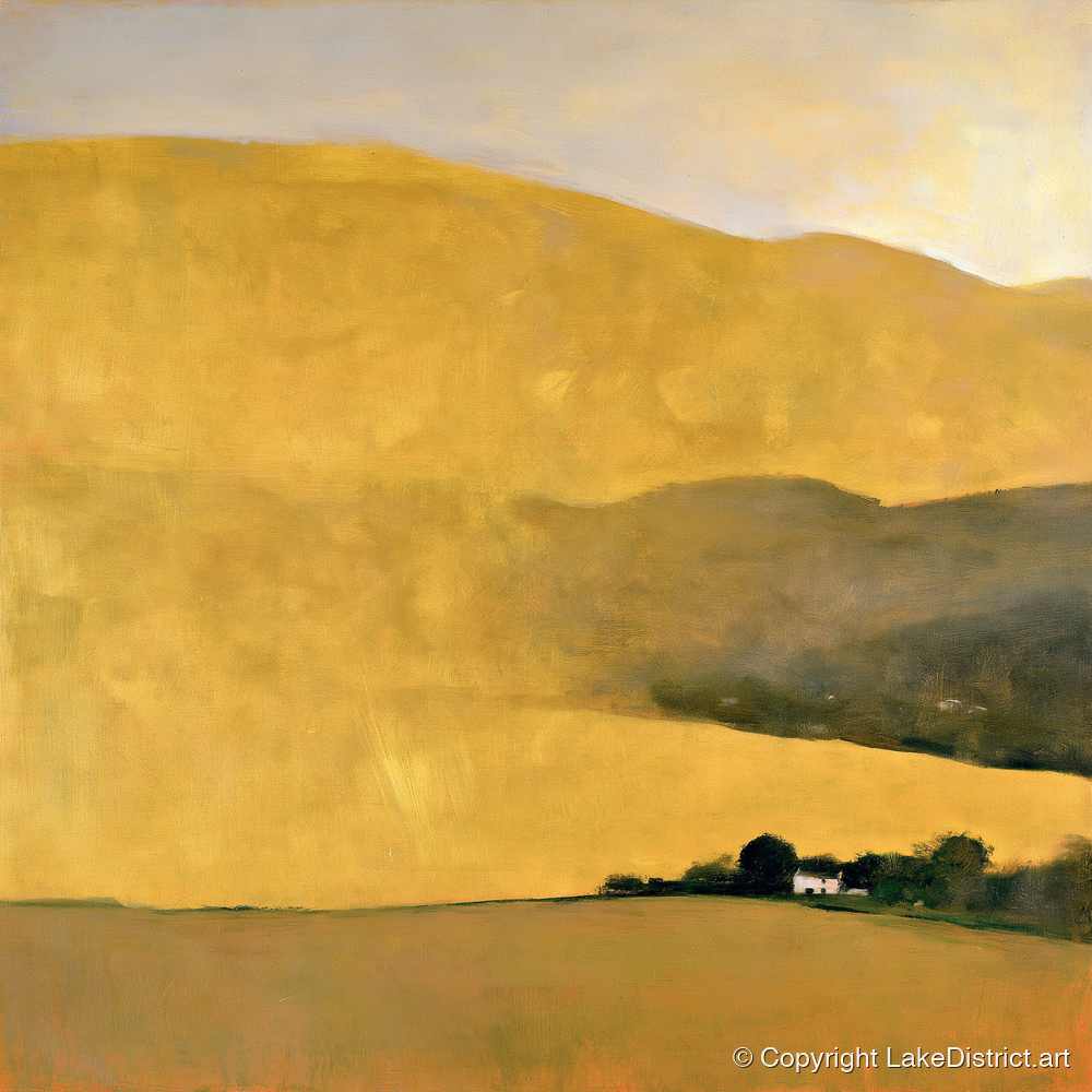 Radiant Golden Fells at Evening - lake district sky art print and canvas by Vincent Delaney A.I