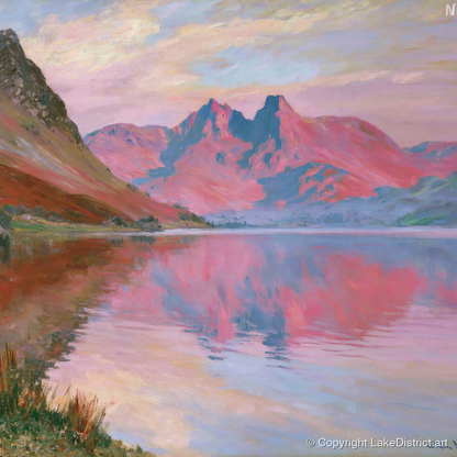 Radiant Sunset at Loweswater - lake district lake art print and canvas by Clara Sterling A.I