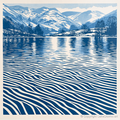 Rhythmic Blue Lake Reflections - lake district lake art print and canvas by Hugh Lancaster A.I