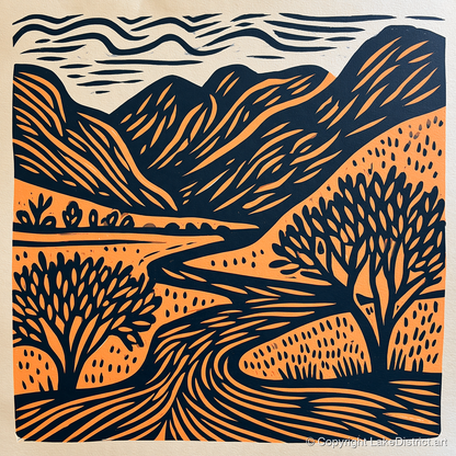Rhythmic Borrowdale River Valley - lake district valley art print and canvas by Leon Baxter A.I