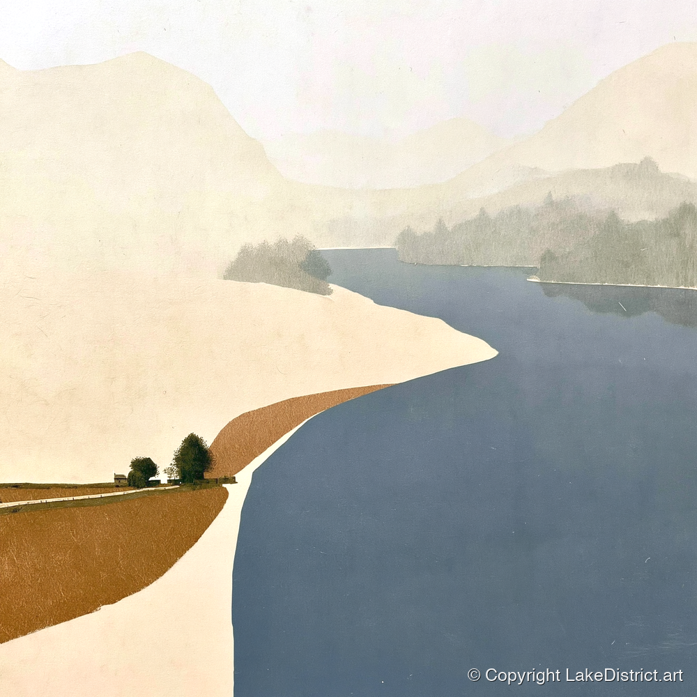 River Derwent Sweeping Shores - lake district waterfall art print and canvas by Phillip Marbury A.I