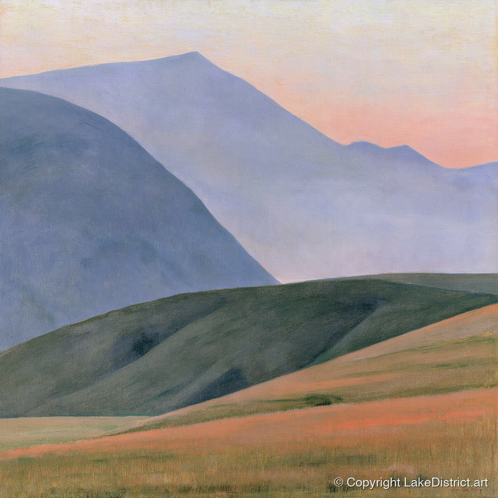 Rolling Fells in Pastel Light - lake district fell art print and canvas by Alistair Thorne A.I