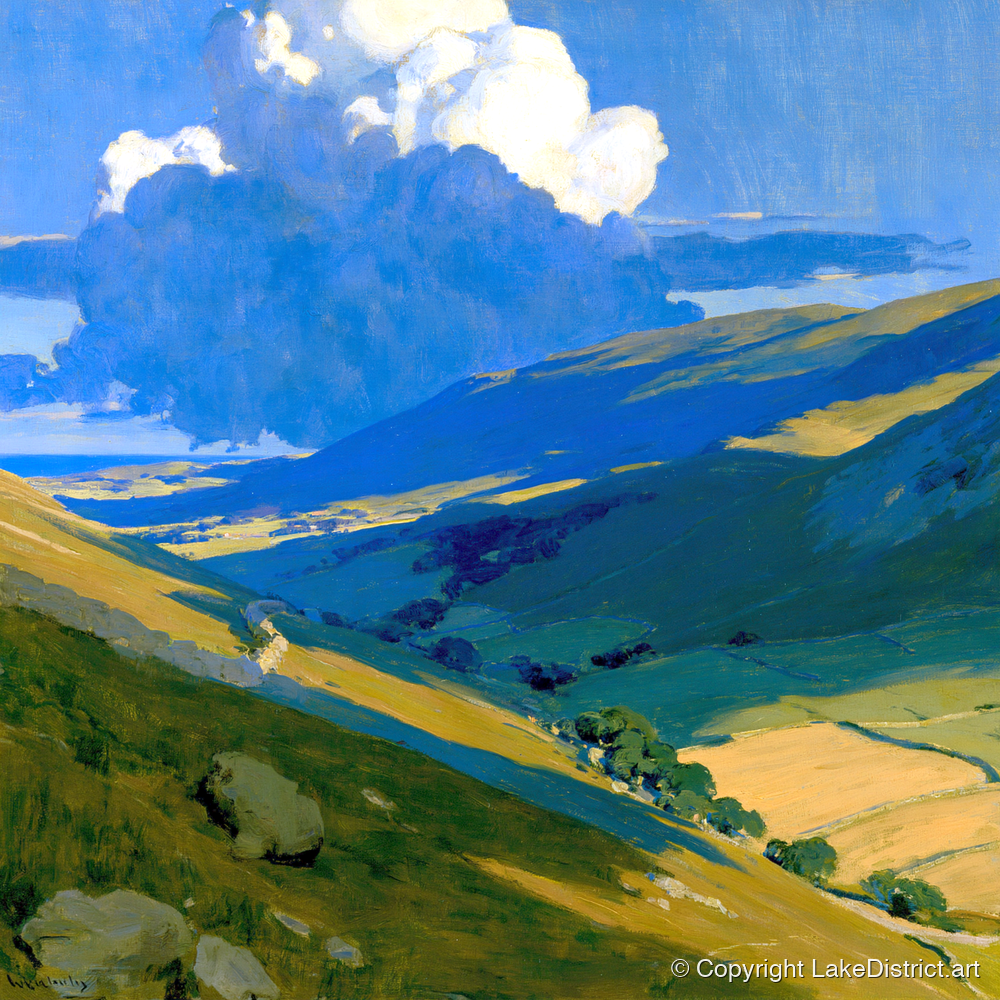 Rolling Fells Under Cloud Shadow - lake district fell art print and canvas by Percival Kent A.I