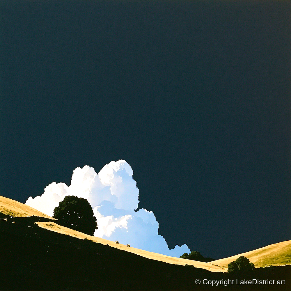 Rolling Fells Under Dark Sky - lake district fell art print and canvas by Adelaide Calloway A.I