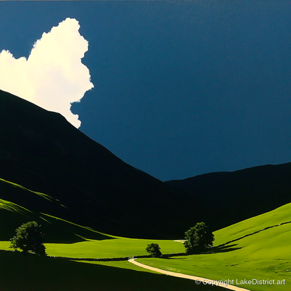 Rolling Fells Under Dramatic Cloud - lake district fell art print and canvas by Adelaide Calloway A.I