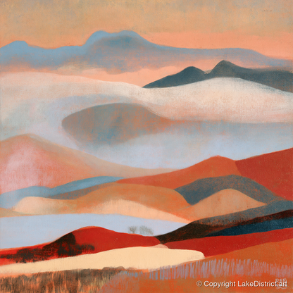 Rolling Terracotta Fells Under Cloud - lake district fell art print and canvas by Arthur Pendelton A.I