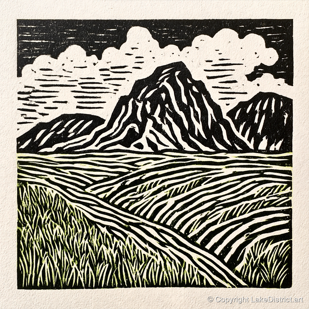 Scafell Pike Graphic Landscape - lake district fell art print and canvas by Isaac Denton A.I