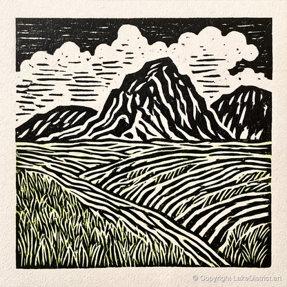 Scafell Pike Graphic Landscape - lake district fell art print and canvas by Isaac Denton A.I