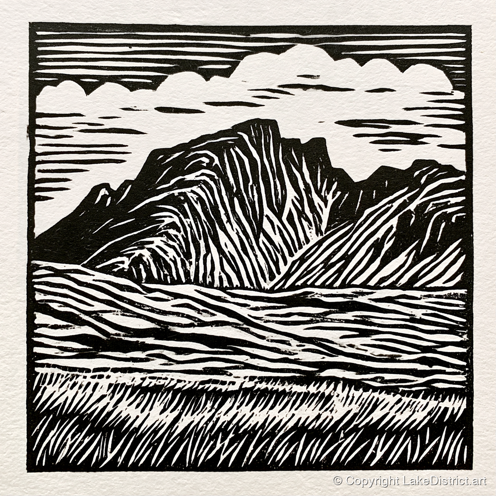 Scafell Pike in Bold Monochrome - lake district fell art print and canvas by Isaac Denton A.I