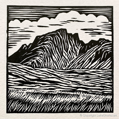 Scafell Pike in Bold Monochrome - lake district fell art print and canvas by Isaac Denton A.I
