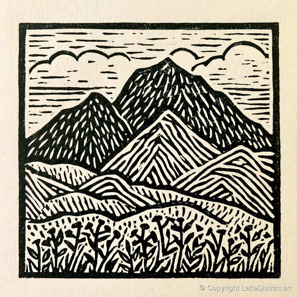Scafell Pike in Monochrome - lake district fell art print and canvas by Isaac Denton A.I