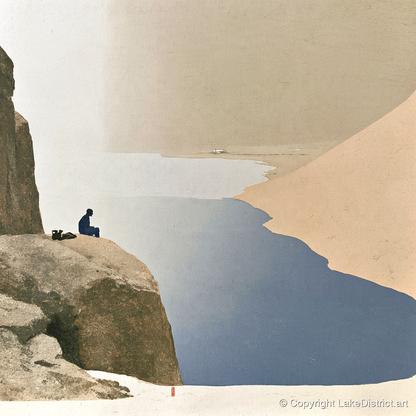 Seated Walker at Innominate Tarn - lake district fell art print and canvas by Phillip Marbury A.I