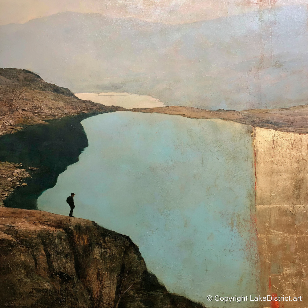 Silhouette Above Innominate Tarn - lake district fell art print and canvas by Silas Thorne A.I