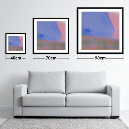 Luminous Dusk at Buttermere - size guide showing 40cm, 70cm and 90cm art prints