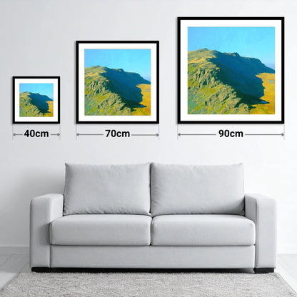 Thunacar Knott Ridge and Crags - size guide showing 40cm, 70cm and 90cm art prints