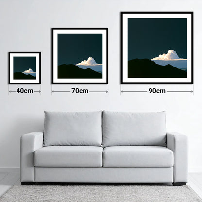 Dramatic Storm Cloud Over Fells - size guide showing 40cm, 70cm and 90cm art prints