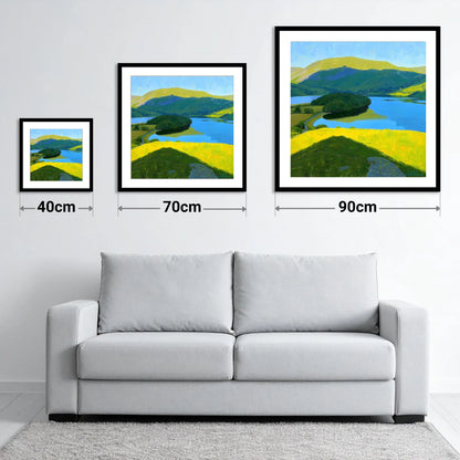 Vibrant Selside Pike Above Lake - size guide showing 40cm, 70cm and 90cm art prints