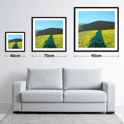 Vibrant Track To Great Calva - size guide showing 40cm, 70cm and 90cm art prints